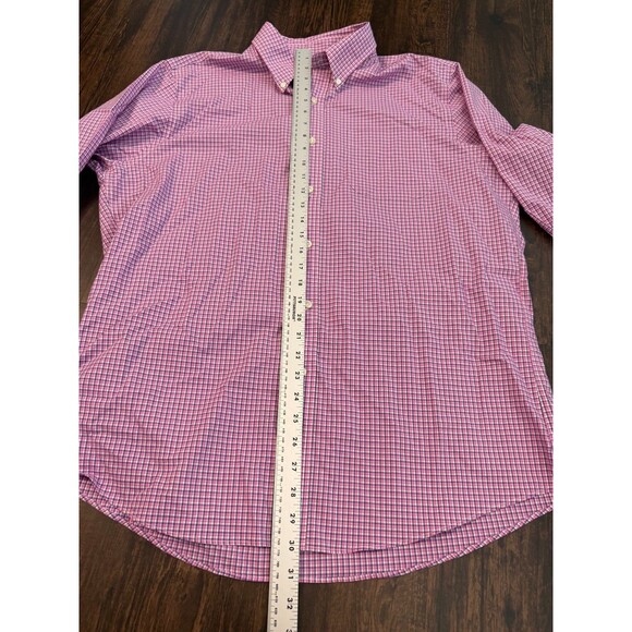 Lauren Ralph Lauren Shirt Mens 17.5 32/33 Pink Plaid Slim Fit Stretch Non-Iron - Picture 6 of 9